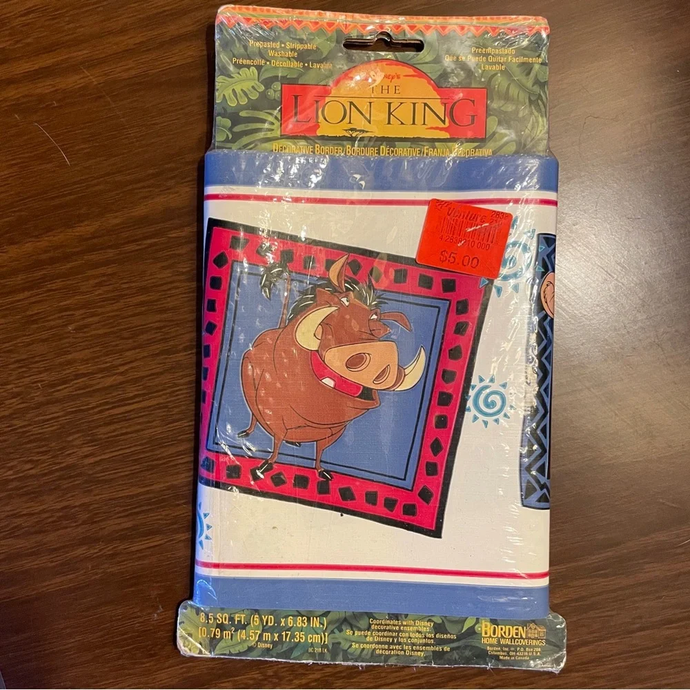 NOS Lion King Decorative Border 5 Yards Borden Home Wallpaper Walt Disney SEALED